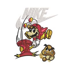 mario bros nike embroidery design, mario bros game embroidery, nike design, embroidery file, instant download.