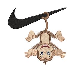 monkey nike logo embroidery design, monkey nike embroidery, nike design, logo shirt, embroidery file, instant download.