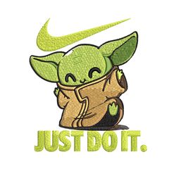 nike baby yoda embroidery design, nike baby yoda cartoon embroidery, nike design, embroidery file, instant download.