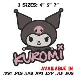 kuromi logo embroidery design, hello kitty embroidery, embroidery file, anime embroidery, anime shirt, digital download.