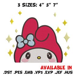 my melody peek embroidery design, hello kitty embroidery, embroidery file, anime embroidery,anime shirt,digital download