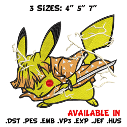 pikachu zenitsu embroidery design, pokemon embroidery, embroidery file, anime design, anime shirt, digital download