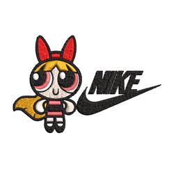 blossom nike embroidery design, powerpuff girls cartoon embroidery, nike design, embroidery file, instant download.