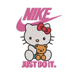hello kitty nike embroidery design, hello kitty embroidery, nike design, embroidery file, cartoon logo. instant download