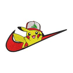 pikachu nike embroidery design, pokemon embroidery, embroidery file, anime design, anime shirt, digital download
