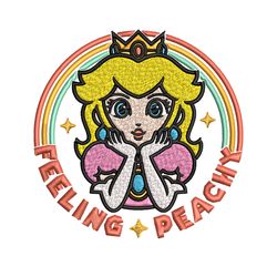 princess peach feeling peachy embroidery design, feeling peachy embroidery, embroidery file, digital download.