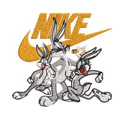 rabbit cartoon nike embroidery design, cartoon embroidery, nike design, embroidery file, logo shirt, instant download.