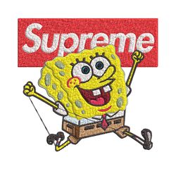 spongebob squarepants supreme embroidery design, spongebob embroidery, cartoon design, embroidery file, digital download