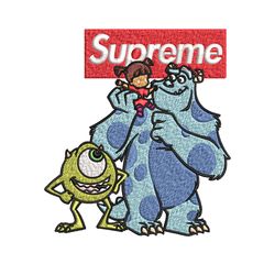 sulley & mike monsters supreme embroidery design, cartoon embroidery, cartoon design, embroidery file, instant download.