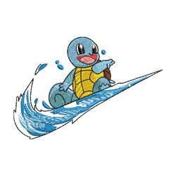 swoosh squirtle embroidery design, pokemon embroidery,anime design,embroidery file, embroidery shirt, digital download