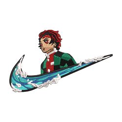 tanjiro kamado nike embroidery design, kimetsu no yaiba embroidery, nike design, anime design, digital download