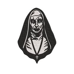 the nun embroidery design, the nun logo embroidery, horror design, embroidery file, logo shirt, digital download.