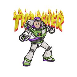 thrasher buzz lightyear embroidery design, buzz lightyear embroidery, cartoon design, embroidery file, instant download.