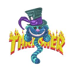 thrasher cartoon logo embroidery design, thrasher cartoon embroidery, logo design, embroidery file, instant download.