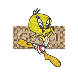 tweety gucci embroidery design, tweety gucci cartoon embroidery, cartoon design, embroidery file, digital download.