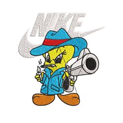 tweety nike embroidery design, tweety nike embroidery, nike design, embroidery file, cartoon shirt, instant download.