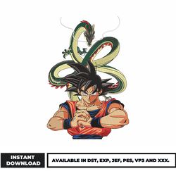 goku x shen long embroidery design, dragonball embroidery, anime embroidery, embroidery file, instant download