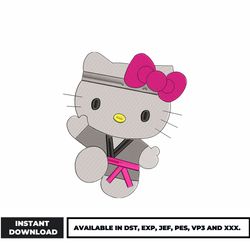 hello kitty taekwondo embroidery design, hello kitty embroidery, cartoon embroidery, embroidery file, instant download.
