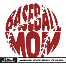 baseball mom circle embroidery