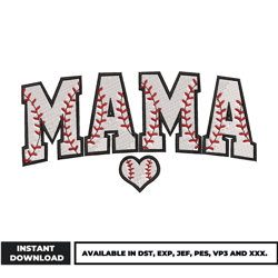 mama love baseball embroidery design