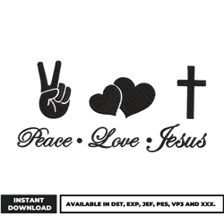 peace love jesus embroidery