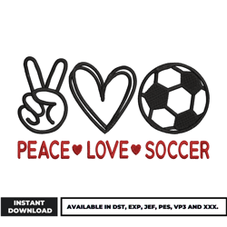 peace love soccer embroidery design