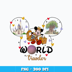 Quotes png, World Traveler png, Disney Mickey head png. cartoon png, logo design png, digital file, Instant download.