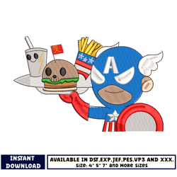 captain america chibi embroidery design