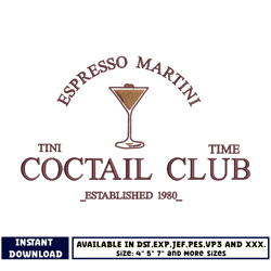 coctail club embroidery design