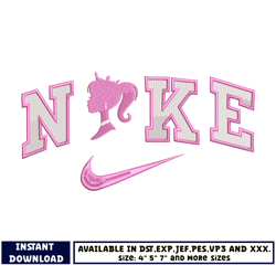 nike pink barbie embroidery design