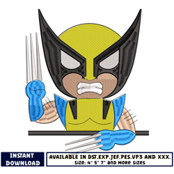 wolverine chibi embroidery design