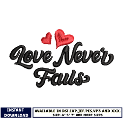 love never fails embroidery design