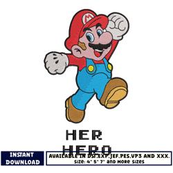 mario her hero embroidery design