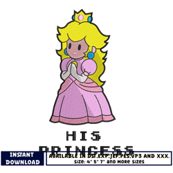 mario his princess embroidery design