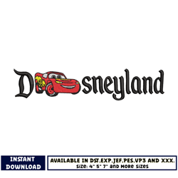 mcqueen disneyland car embroidery design