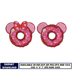 mickey and minnie donut embroidery design