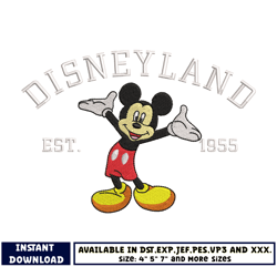 mickey disneyland est 1955 embroidery design