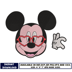 mickey head half love embroidery design