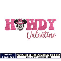 mickey howdy valentine embroidery design