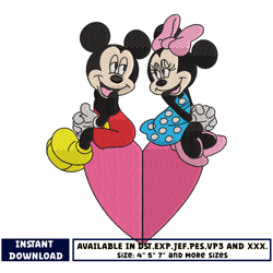 mickey love minnie embroidery design