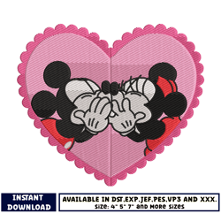 mickey minnie couple love embroidery design