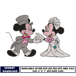 mickey minnie get maried embroidery design