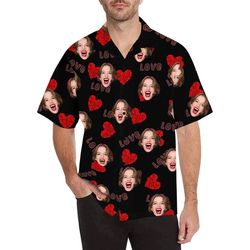 custom face love hawaiian shirts personalised face aloha shirt for him