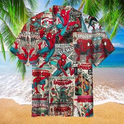 spider man beach aesthetic shirt, vintage spiderman button up shirt, avengers hawaiian shirt sold by manuel