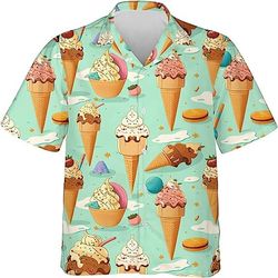 ice cream shirts for men 3d printed men's hawaiian shirt