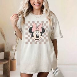 retro minnie shirt, minnie mouse comfort colors shirt, checkered disney sweatshirt, disney girl trip shirt