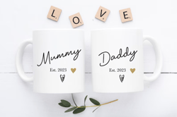new mum and dad mugs, mummy and daddy mug set, mum to be, dad to be, mug for parent to be, mummy mug, daddy mug, new par