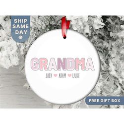 Personalized Grandma Christmas Ornament, Custom Grandma Ornament, Keepsake for Grandmother, (OR-88)