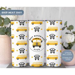 Best Bus Driver Tumbler, Bus Driver Travel Mug, School Bus Driver Tumbler Cup, Gifts from Students, (TM-38BEST)