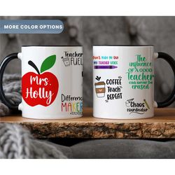 personalized teacher coffee mug, teacher daily motivation mug, school mug, custom teacher appreciation gift, teacher gif